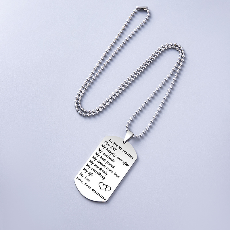 Fashion Letter Stainless Steel Carving Pendant Necklace 1 Piece