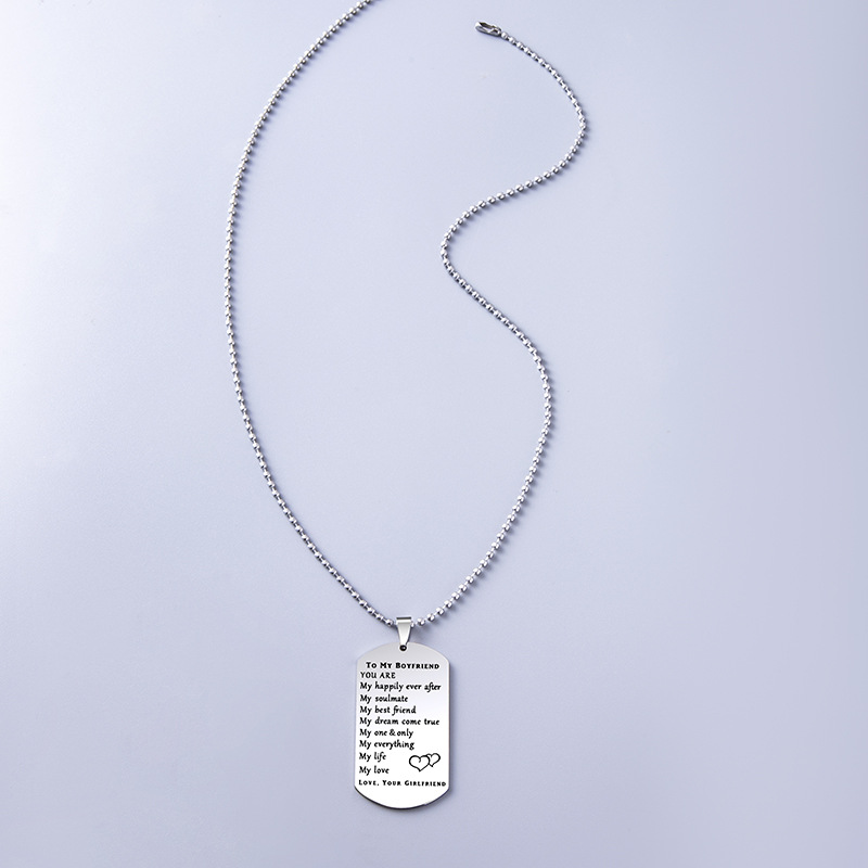 Fashion Letter Stainless Steel Carving Pendant Necklace 1 Piece