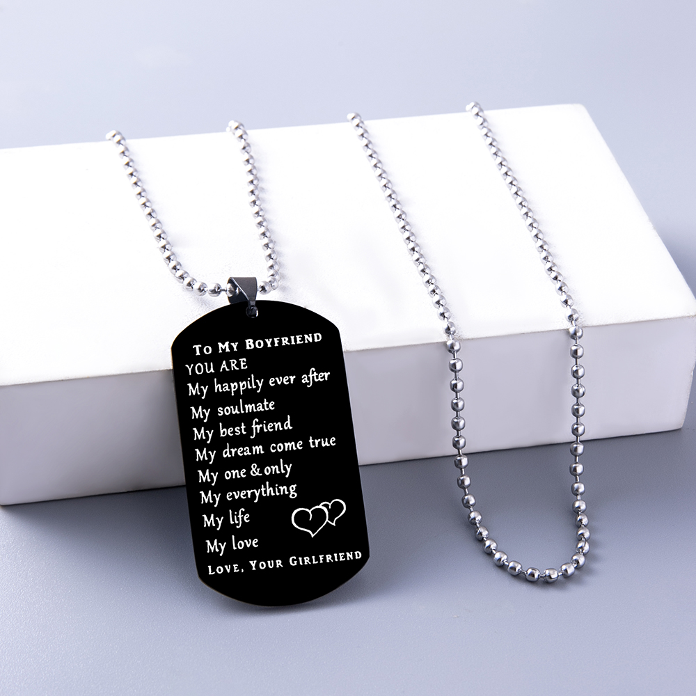 Fashion Letter Stainless Steel Carving Pendant Necklace 1 Piece
