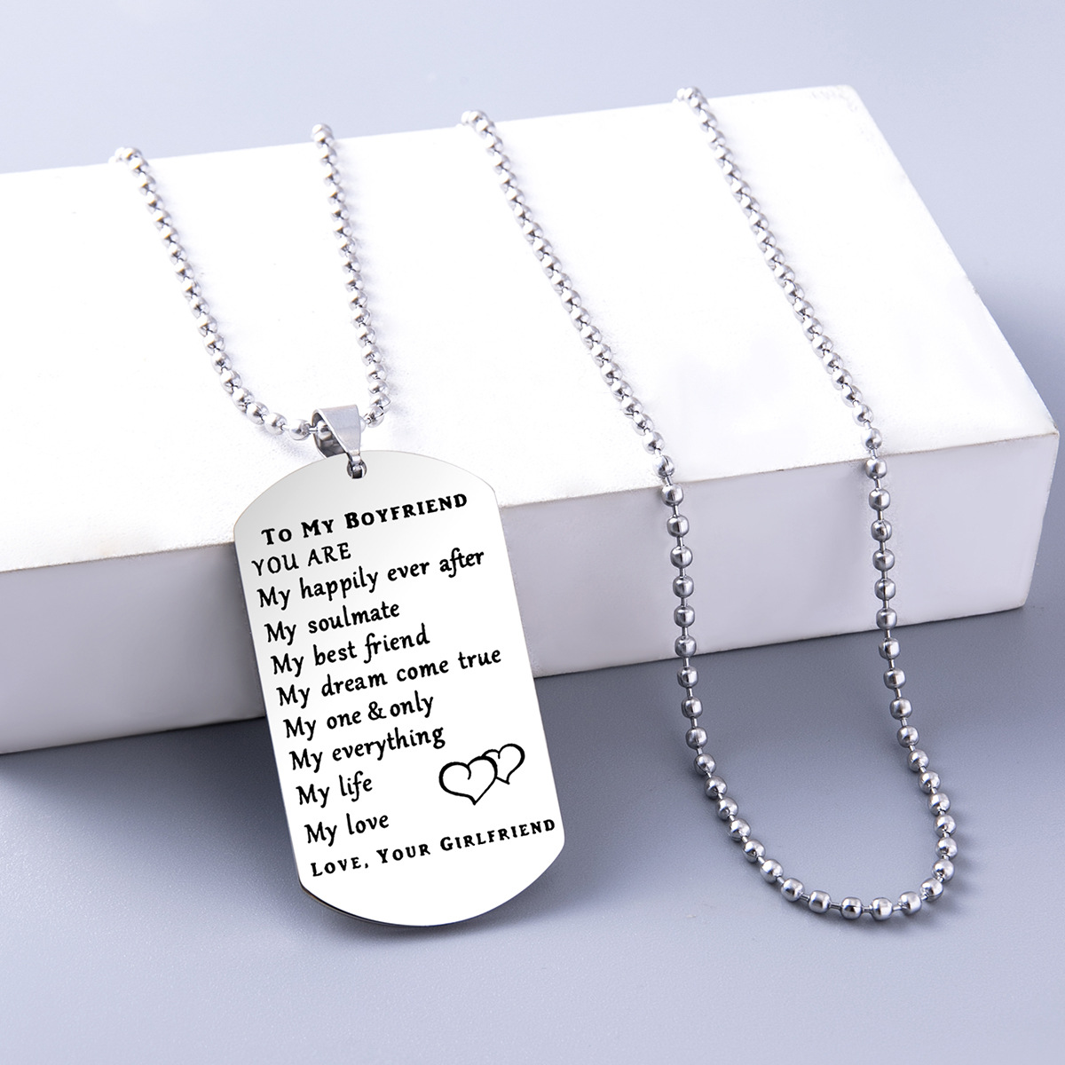 Fashion Letter Stainless Steel Carving Pendant Necklace 1 Piece