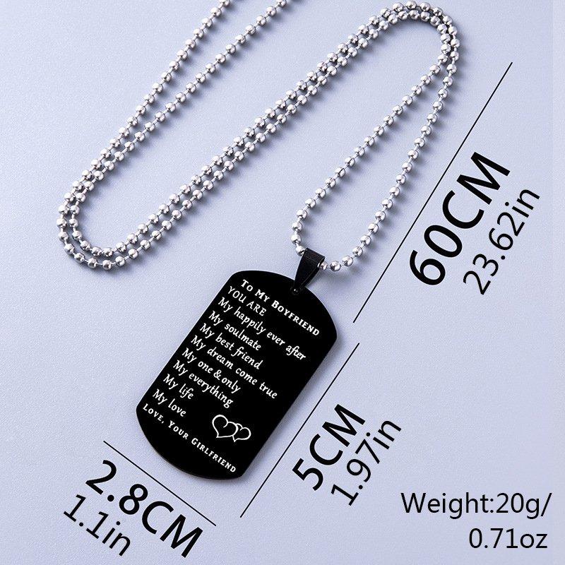 Fashion Letter Stainless Steel Carving Pendant Necklace 1 Piece