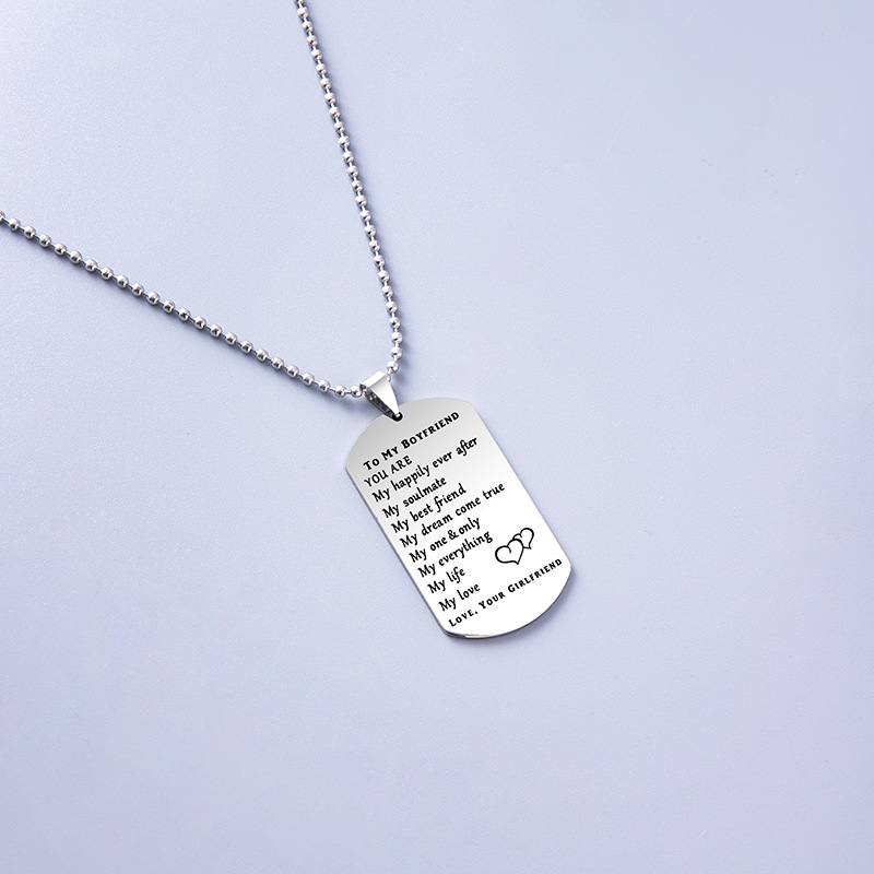 Fashion Letter Stainless Steel Carving Pendant Necklace 1 Piece