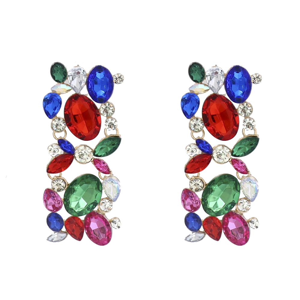 1 Pair Fashion Oval Alloy Inlay Artificial Rhinestones Womenu0027S Drop Earrings