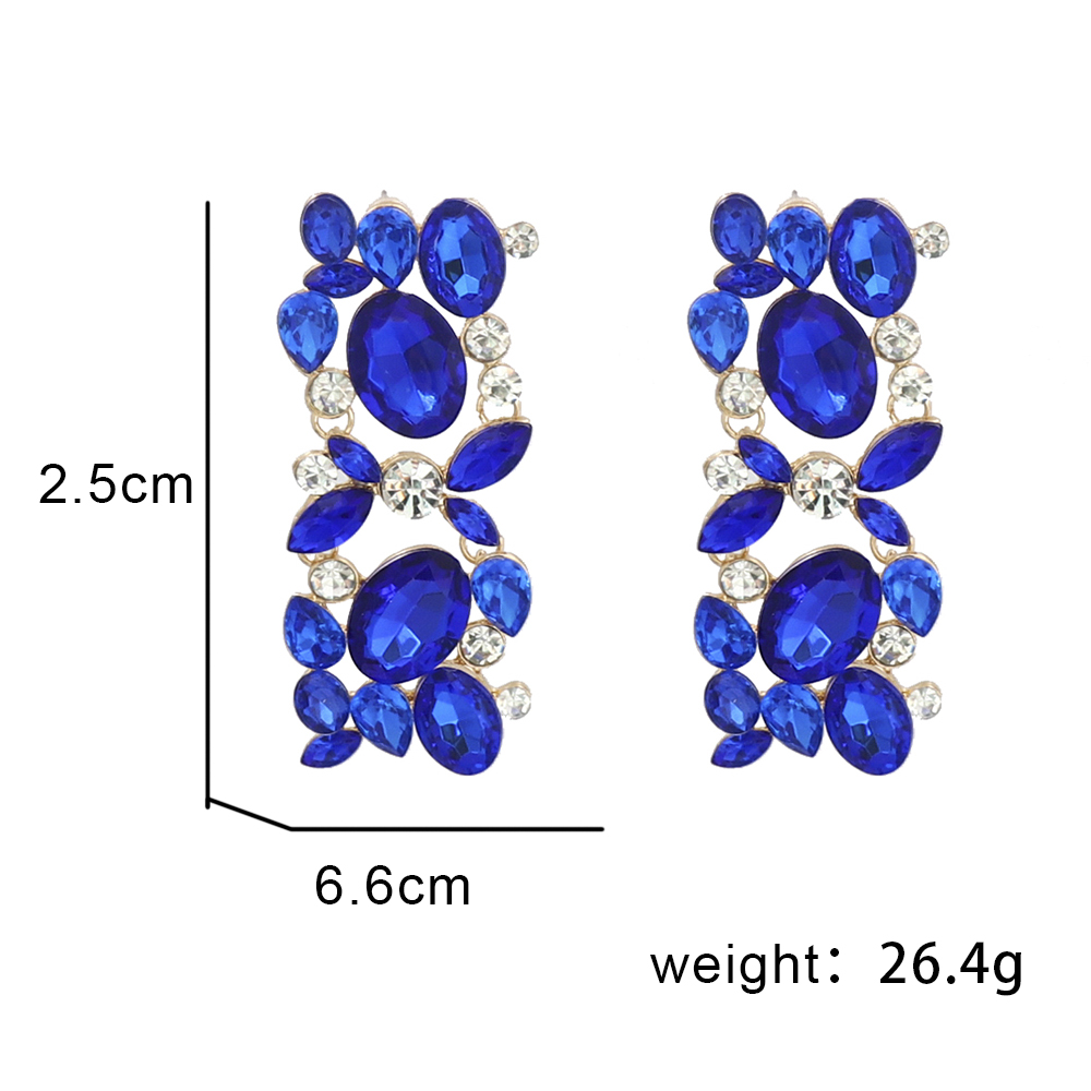 1 Pair Fashion Oval Alloy Inlay Artificial Rhinestones Womenu0027S Drop Earrings