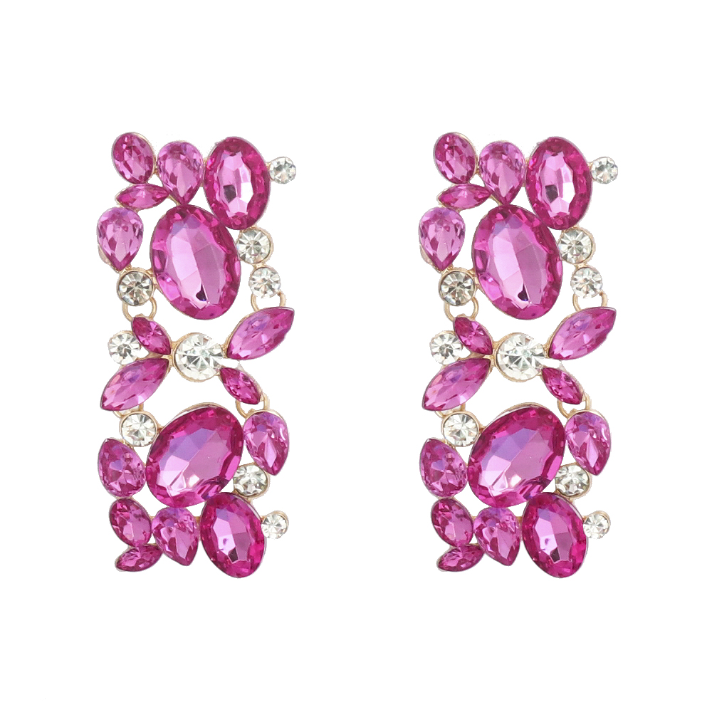 1 Pair Fashion Oval Alloy Inlay Artificial Rhinestones Womenu0027S Drop Earrings