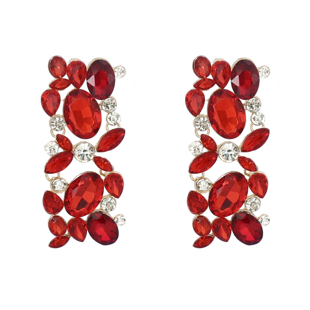 1 Pair Fashion Oval Alloy Inlay Artificial Rhinestones Womenu0027S Drop Earrings