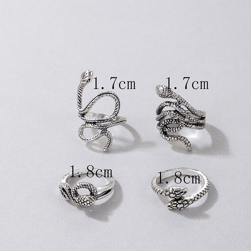 1 Set Bohemian Snake Butterfly Skull Alloy Hollow Out Womenu0027S Rings