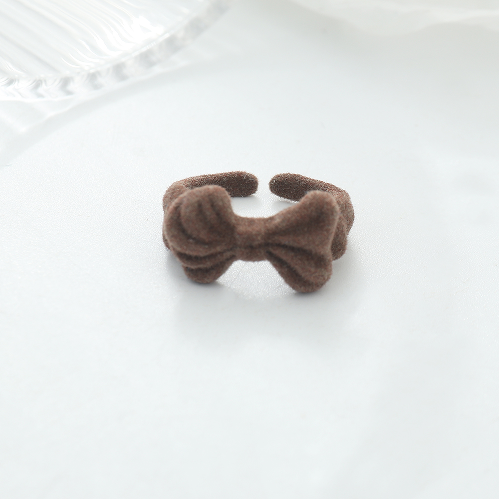 Cute Animal Heart Shape Bow Knot Cloth Flocking Womenu0027S Rings Earrings