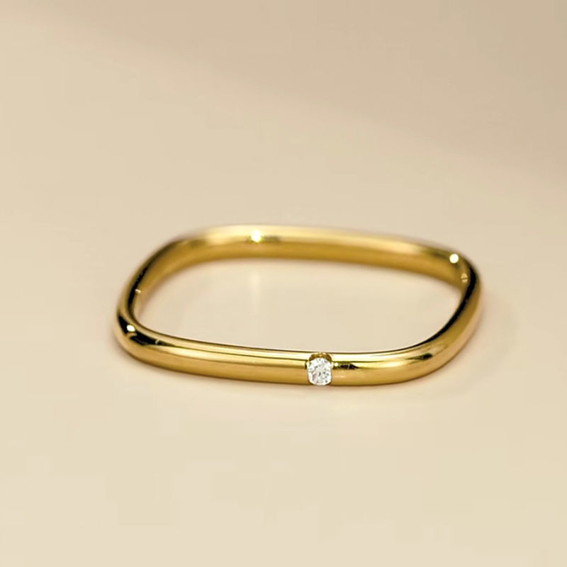 Simple Style Square Copper Inlay Rhinestones Rings 1 Piece
