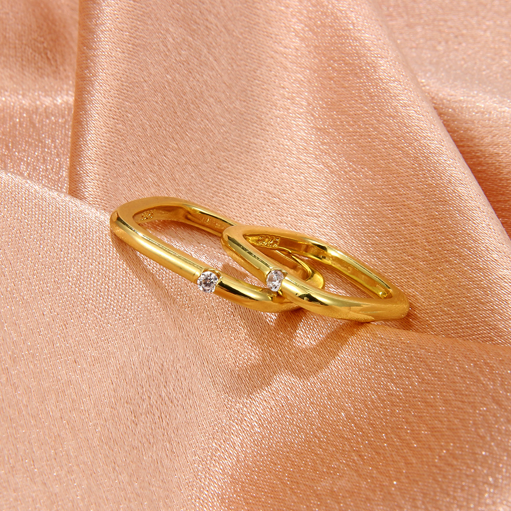 Simple Style Square Copper Inlay Rhinestones Rings 1 Piece