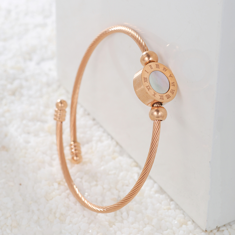Vintage Style Letter Steel Plating Zircon Bangle 1 Piece