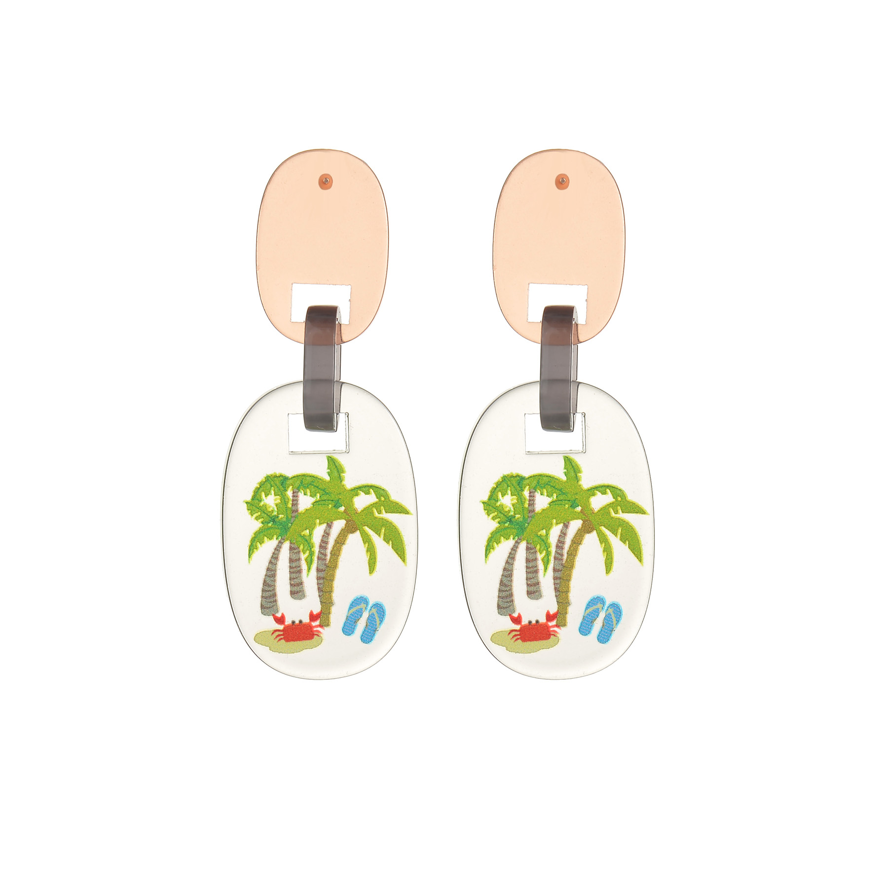 1 Pair Sweet Coconut Tree Arylic Patchwork Womenu0027S Drop Earrings