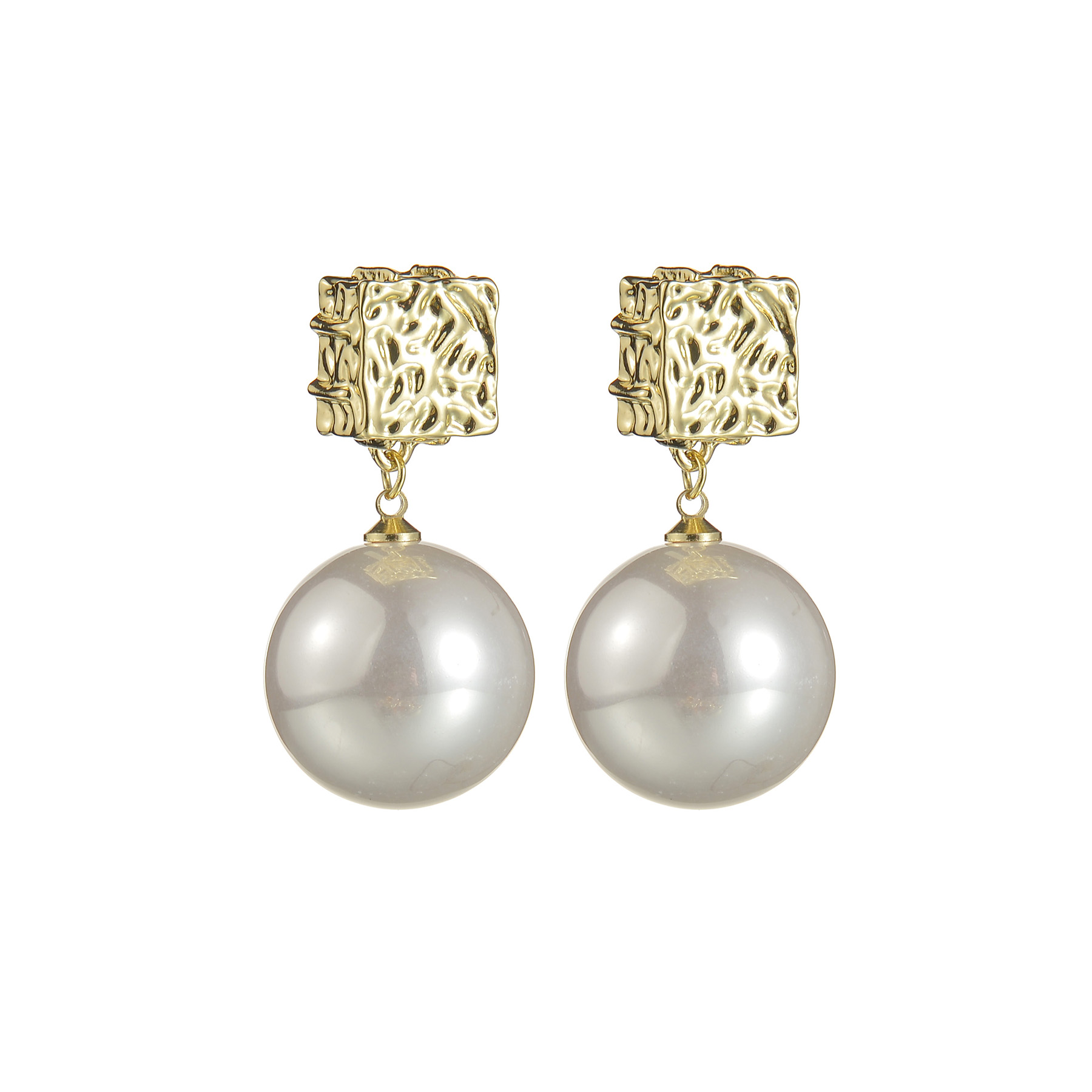 1 Pair Retro Square Imitation Pearl Alloy Pleated Womenu0027S Drop Earrings