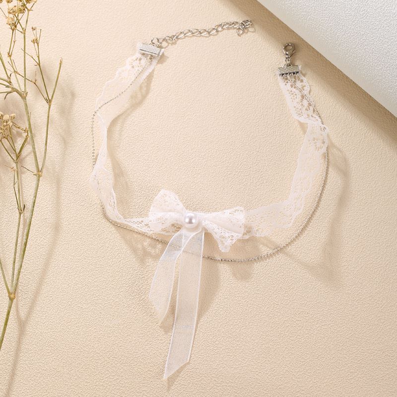 1 Piece Fashion Lace Cloth Handmade Artificial Pearls Womenu0027S Necklace