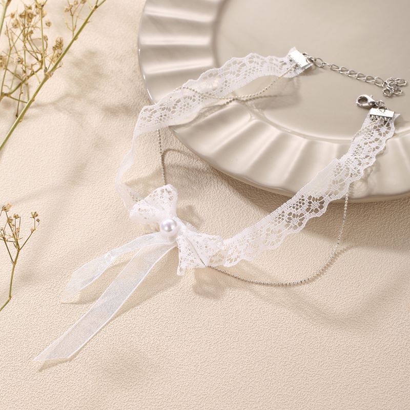 1 Piece Fashion Lace Cloth Handmade Artificial Pearls Womenu0027S Necklace