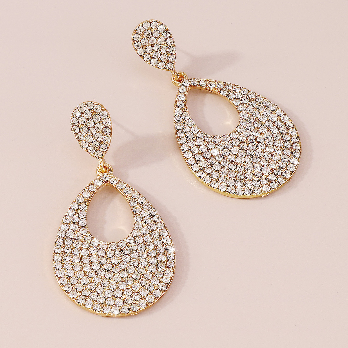 1 Pair Fashion Water Droplets Alloy Hollow Out Inlay Artificial Rhinestones Womenu0027S Drop Earring