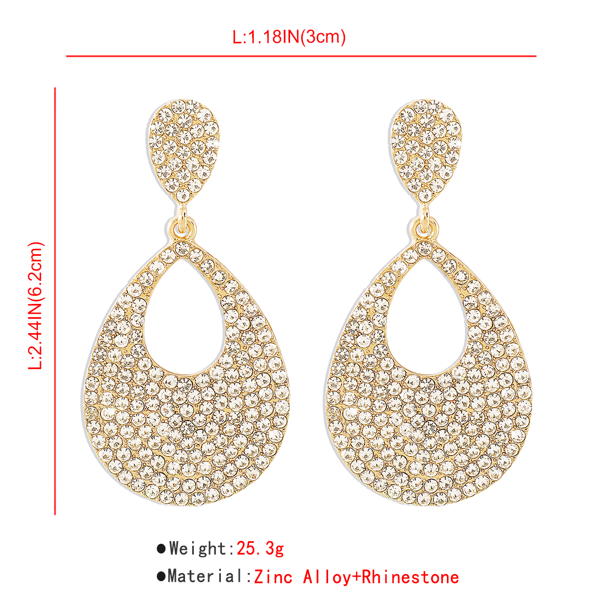 1 Pair Fashion Water Droplets Alloy Hollow Out Inlay Artificial Rhinestones Womenu0027S Drop Earring