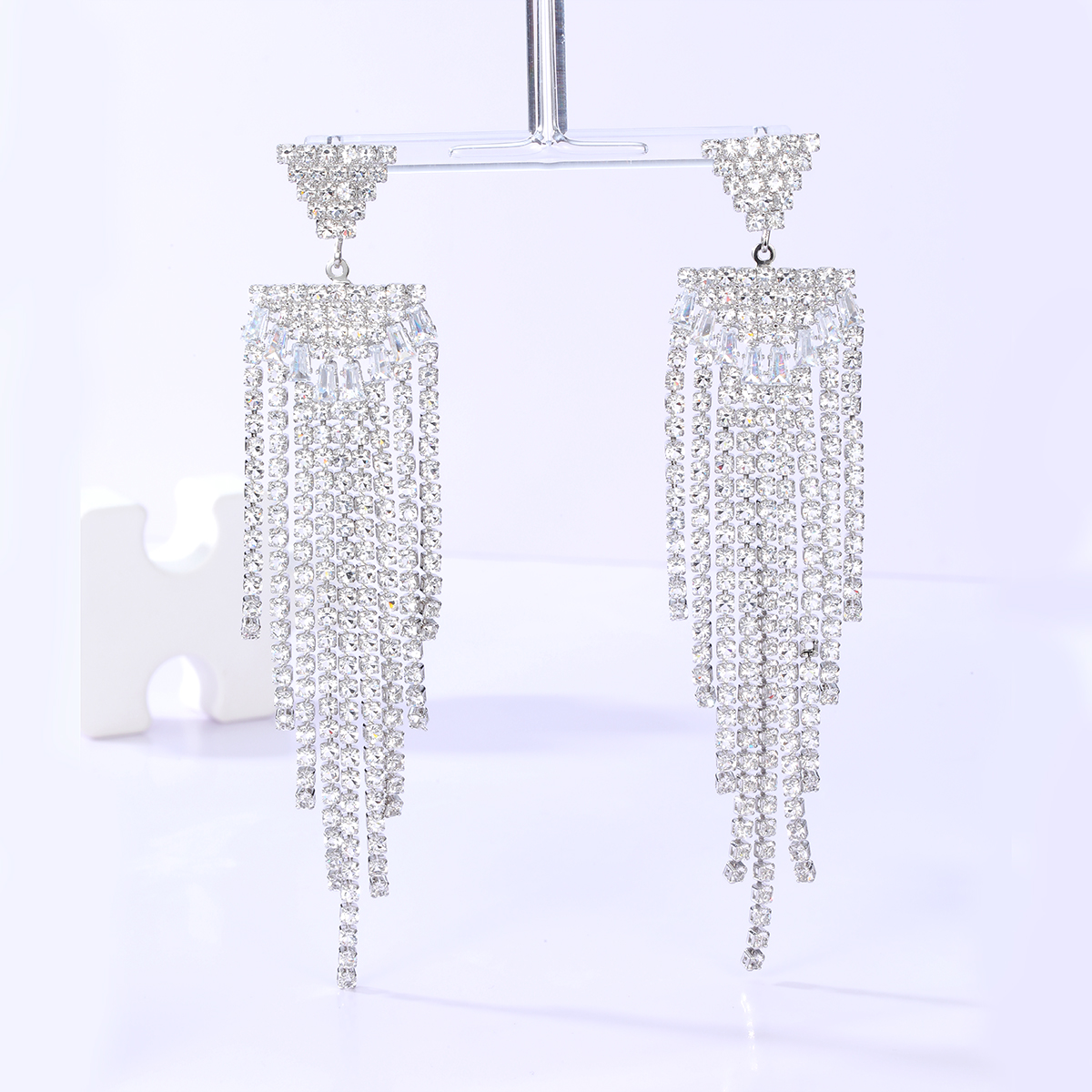 Elegant Water Droplets Tassel Flower Copper Inlay Zircon Earrings 1 Pair