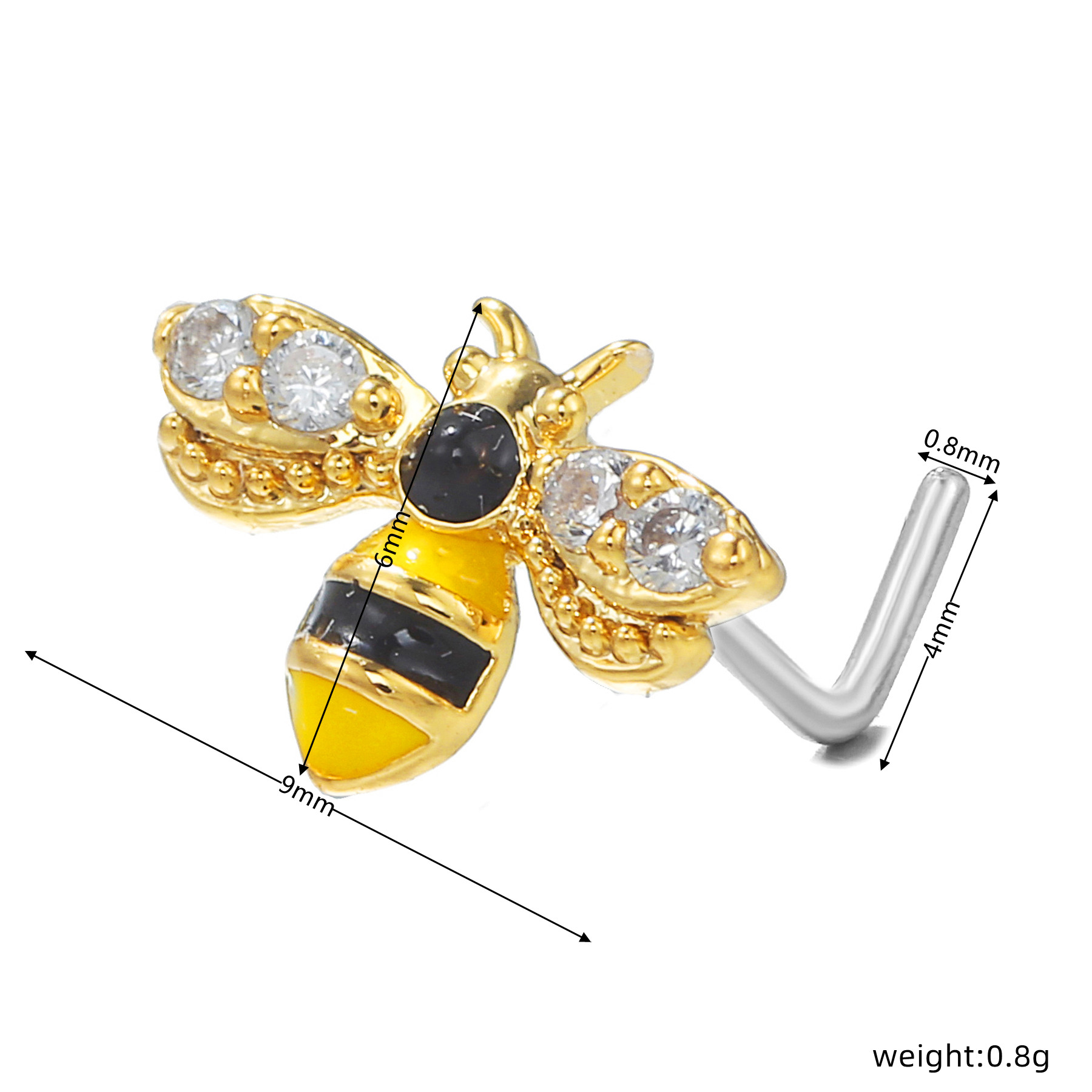 Fashion Heart Shape Bee Bow Knot Brass Inlay Zircon Nose studs 1 Piece