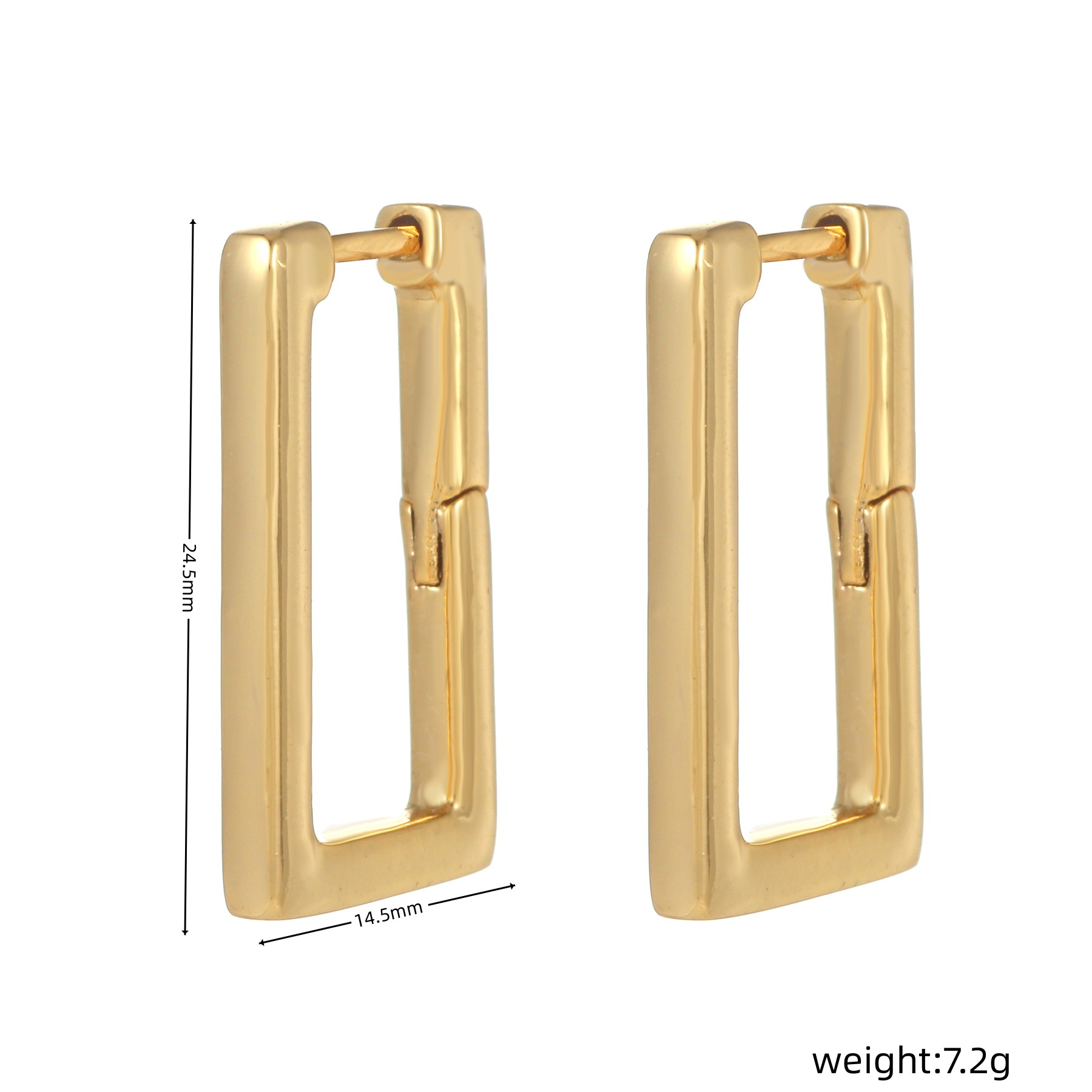 Fashion Rectangle Copper Inlay Zircon Earrings 1 Pair