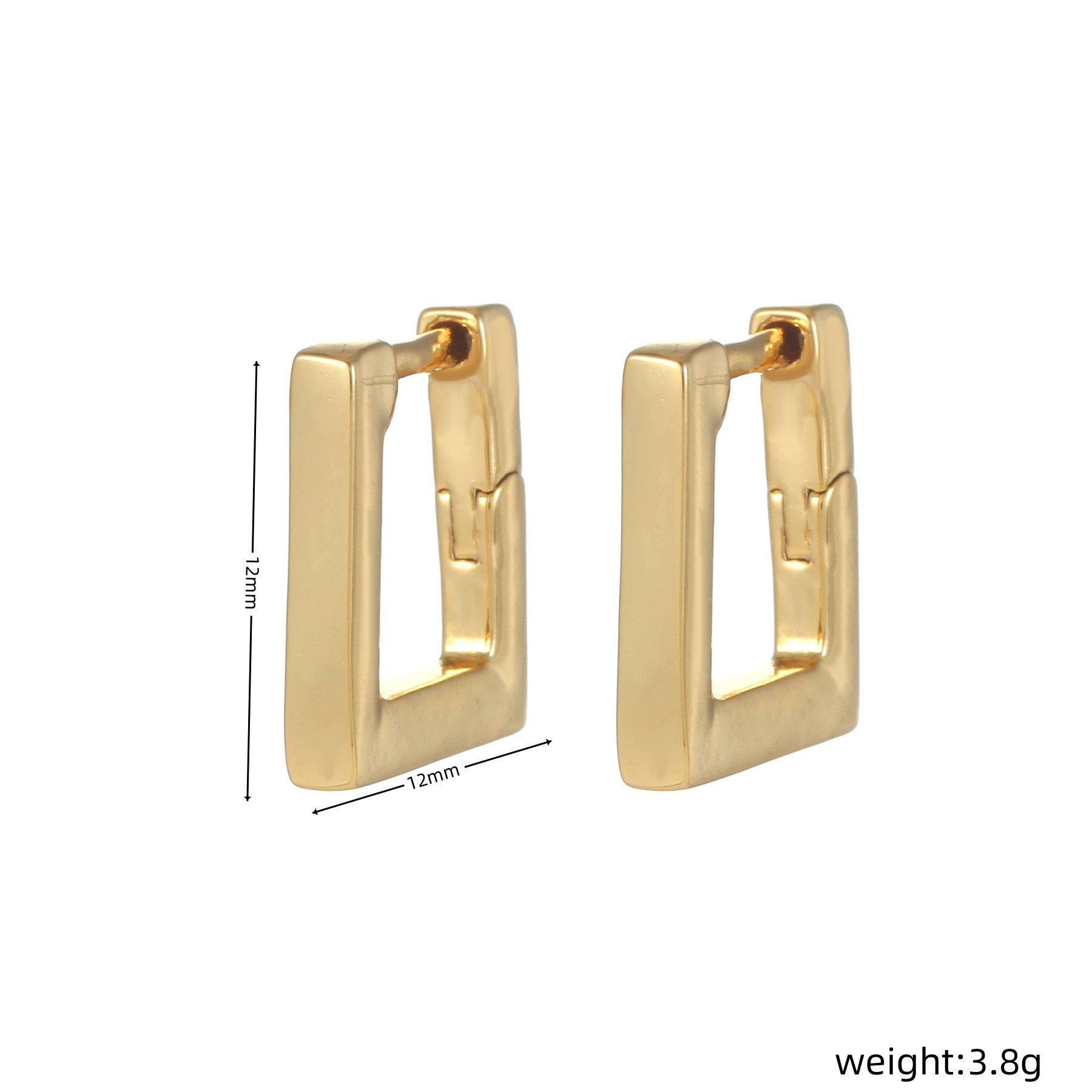 Fashion Rectangle Copper Inlay Zircon Earrings 1 Pair