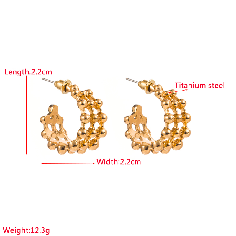 Fashion C Shape Titanium Steel Plating Ear Studs 1 Pair