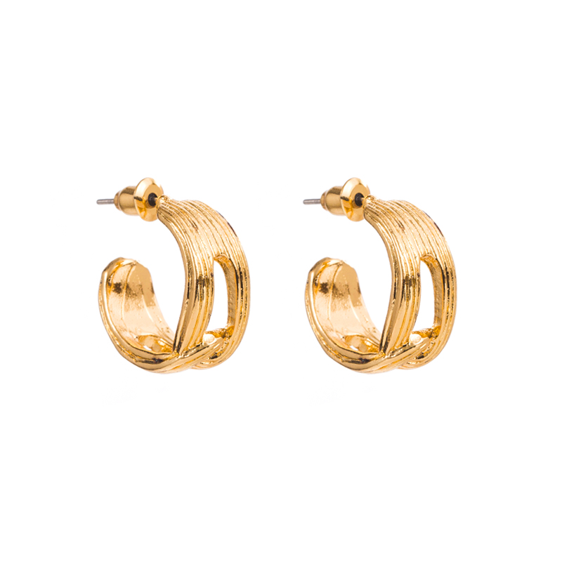 Fashion C Shape Titanium Steel Plating Ear Studs 1 Pair