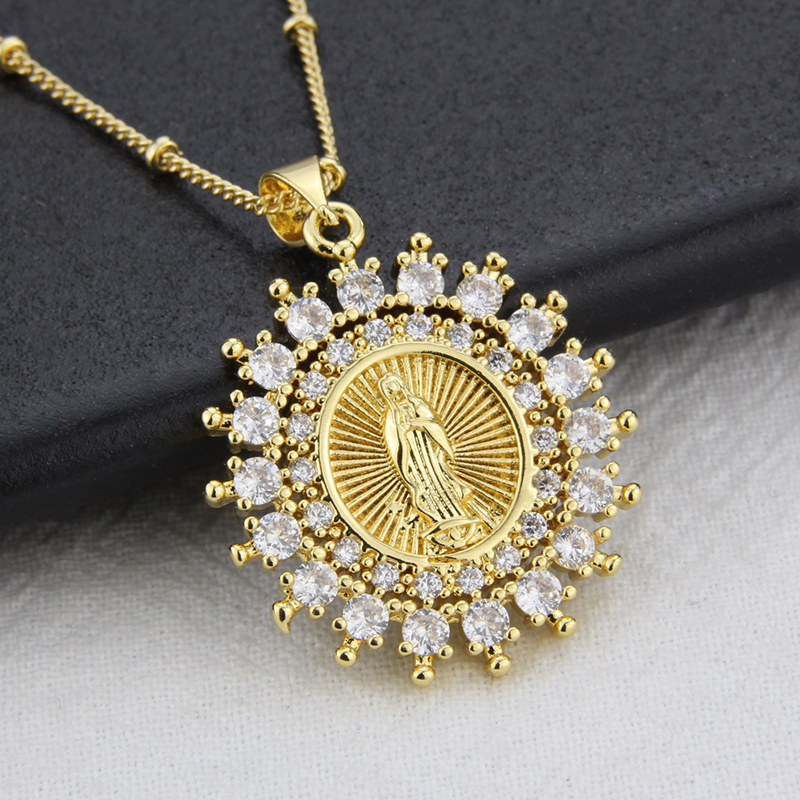 Fashion Portrait Copper Plating Zircon Pendant Necklace 1 Piece