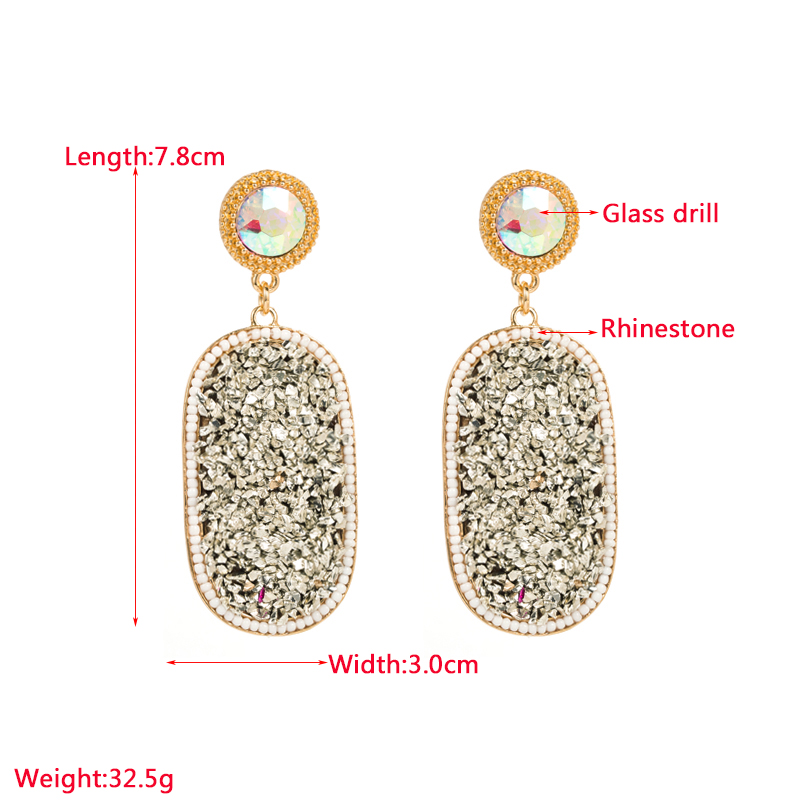 1 Pair Fashion Oval Alloy Plating Inlay Glass Beads Womenu0027S Drop Earrings