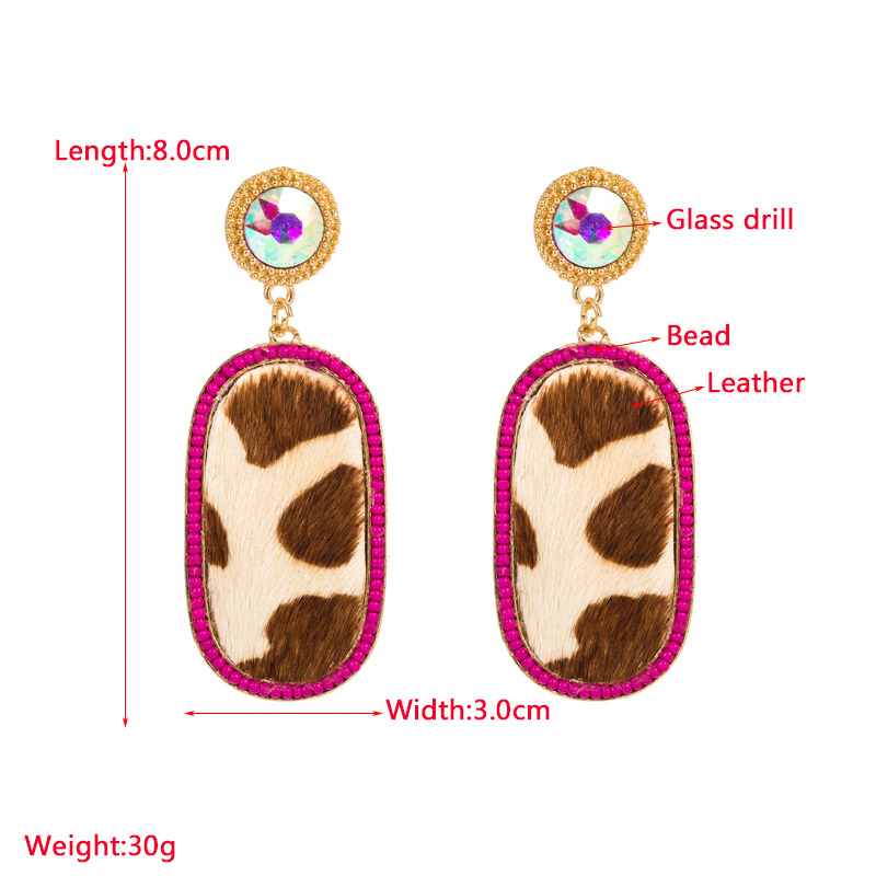 1 Pair Retro Oval Leopard Alloy Plating Inlay Beads Gold Plated Womenu0027S Drop Earrings