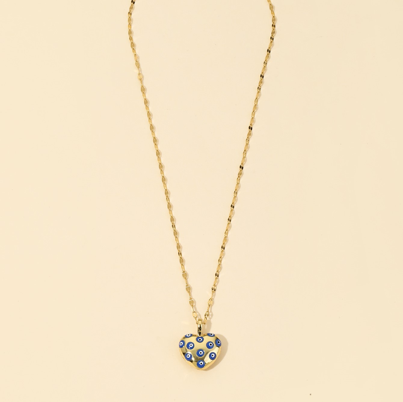 Fashion Heart Shape Stainless Steel Inlaid Gold Pendant Necklace 1 Piece