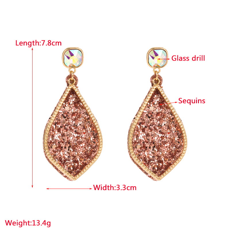 1 Pair Fashion Geometric Sequin Pu Leather Alloy Plating Glass Gold Plated Womenu0027S Earrings