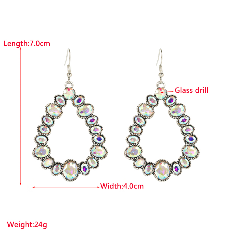 1 Pair Fashion Geometric Alloy Plating Glass Silver Plated Womenu0027S Drop Earrings