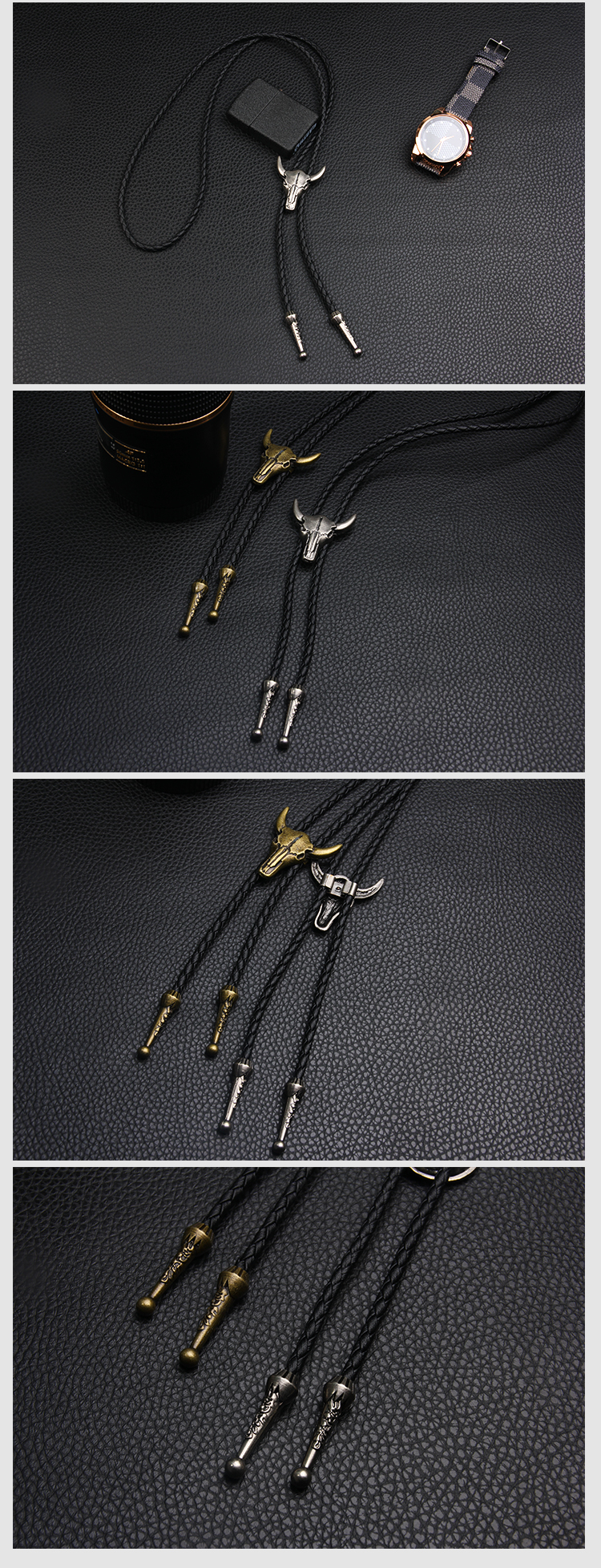 1 Piece Punk Cattle Alloy Leather rope Knitting Menu0027S Sweater Chain