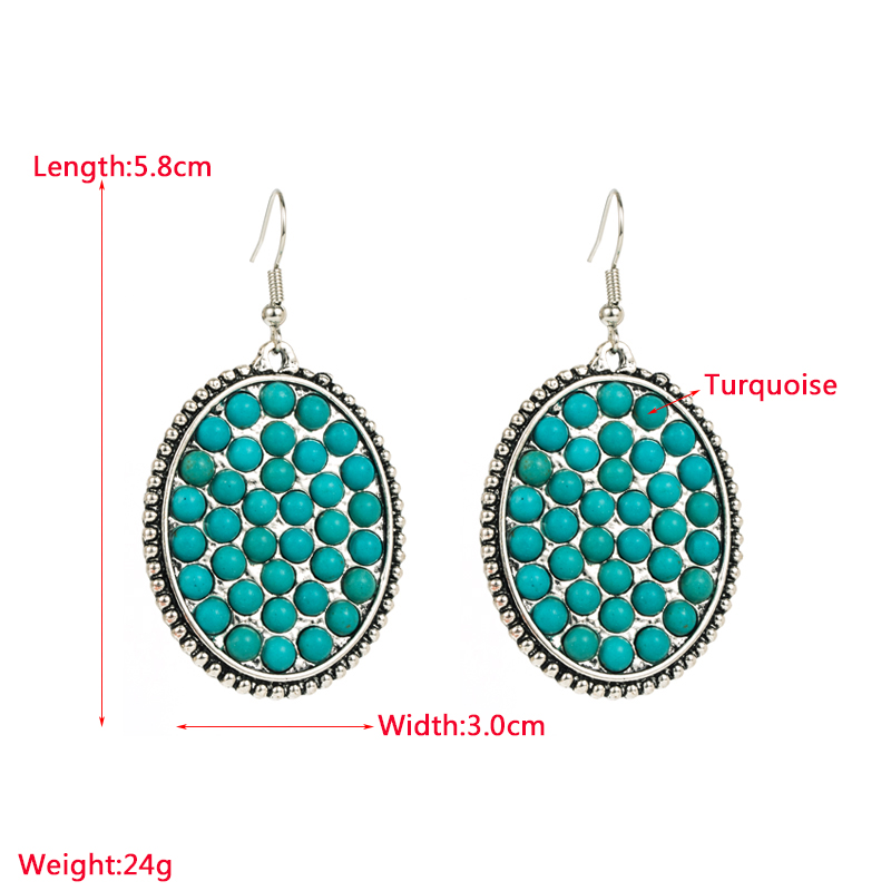 1 Pair Vintage Style Oval Alloy Plating Inlay Turquoise Womenu0027S Drop Earrings