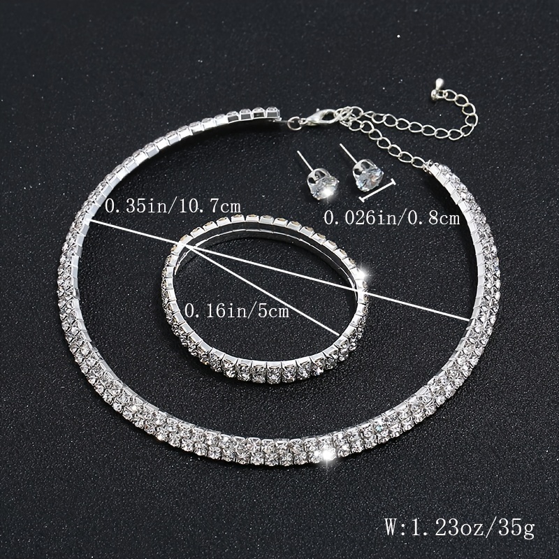 1 Set Luxurious Geometric Alloy Plating Rhinestones Womenu0027S Bracelets Earrings Necklace