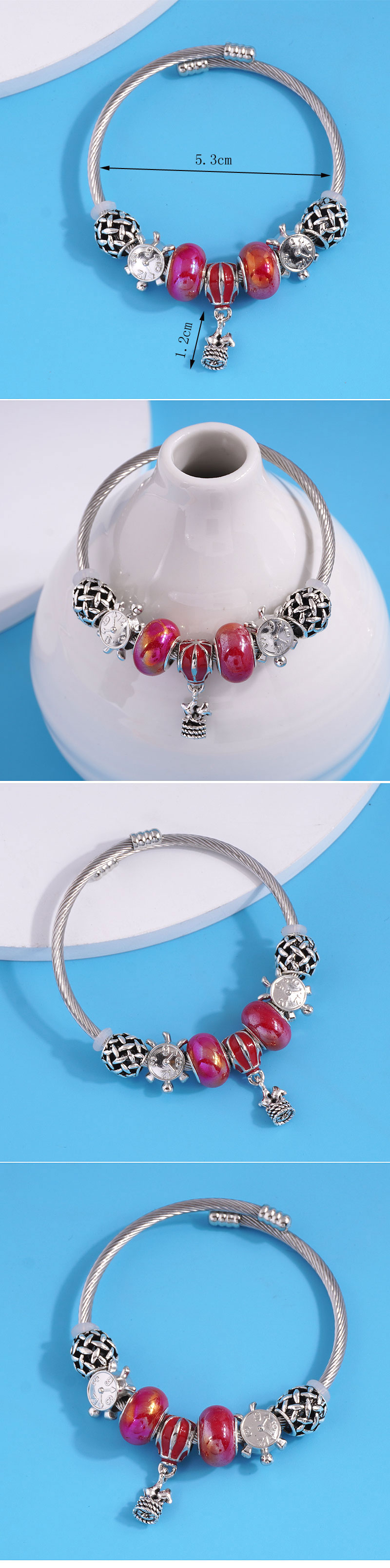 1 Piece Fashion Colorful Alloy Steel Beaded Womenu0027S Bangle