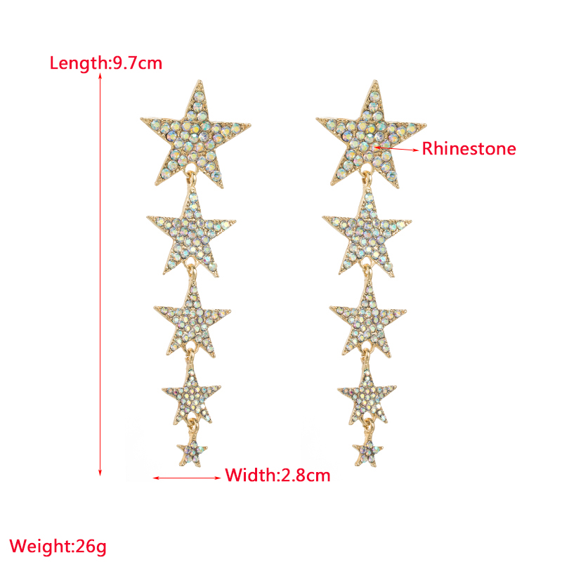 1 Pair Fashion Star Alloy Plating Inlay Rhinestones Womenu0027S Drop Earrings