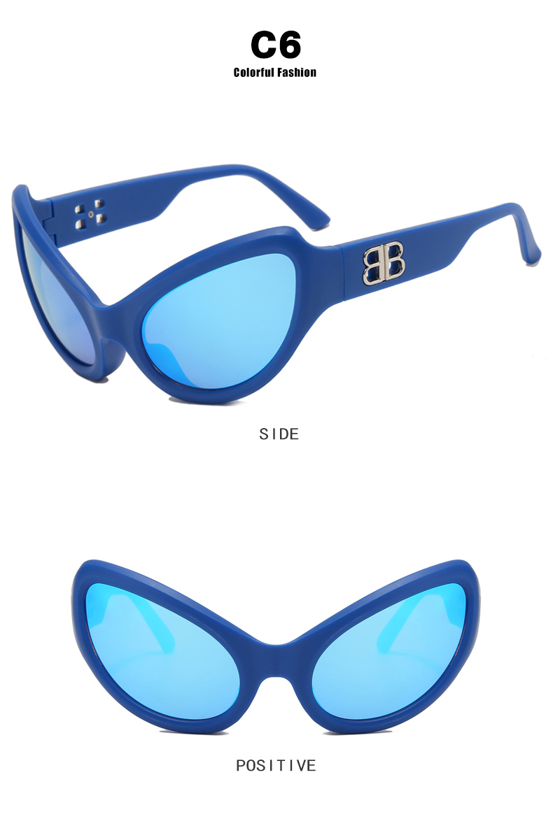 Hip-Hop Solid Color Ac Special-Shaped Mirror Full Frame Womenu0027s Sunglasses