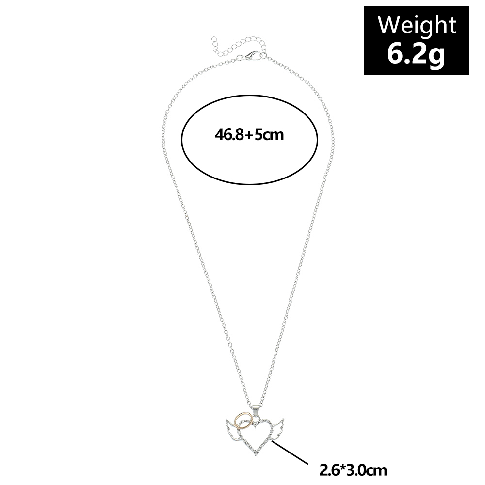 1 Piece Simple Style Heart Shape Wings Metal Chain Silver Plated Womenu0027S Pendant Necklace