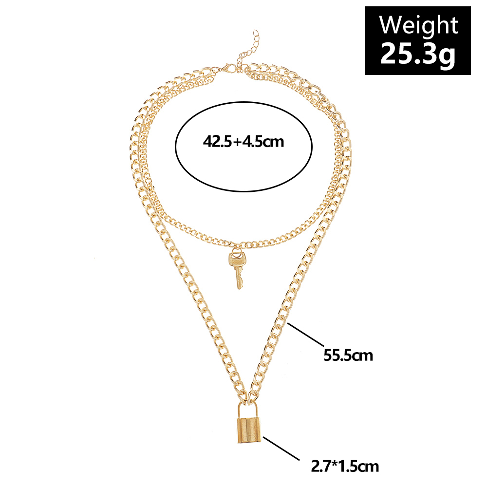 1 Piece Fashion Key Lock Metal Irregular Gold Plated Womenu0027S Layered Necklaces