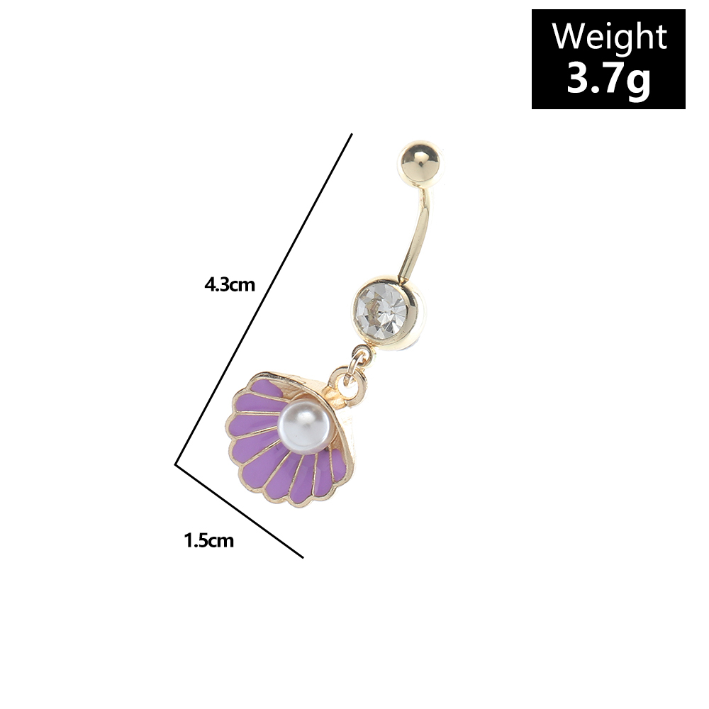 Simple Style Shell Metal Scallop Pearl Belly Ring 1 Piece