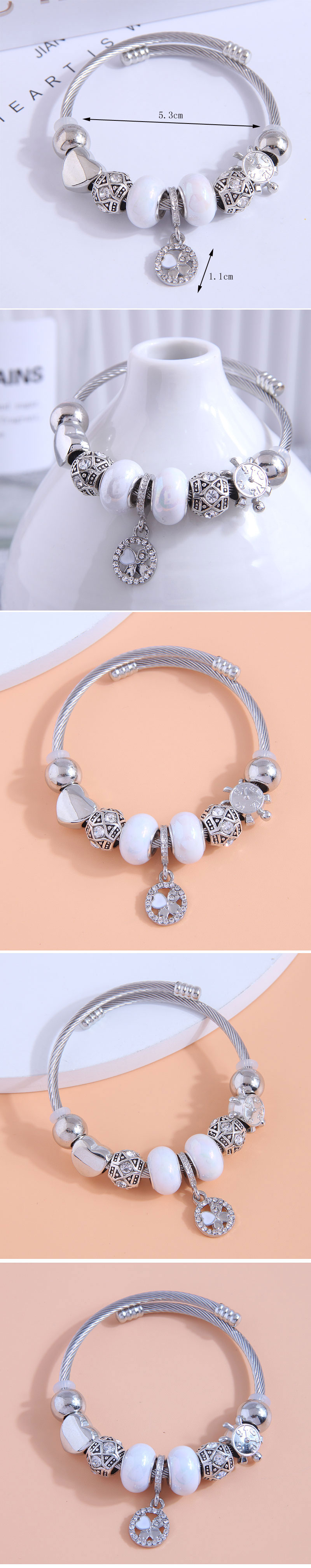 1 Piece Fashion Flower Alloy Inlay Rhinestones Unisex Bangle