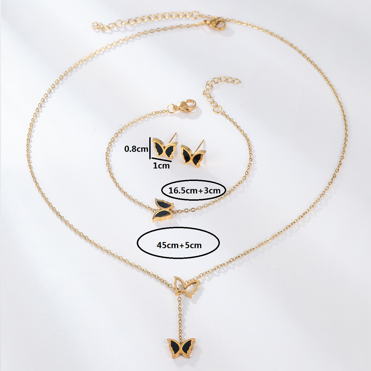 Fashion Cross Heart Shape Butterfly Stainless Steel Plating Shell Bracelets Earrings Necklace 1 Set