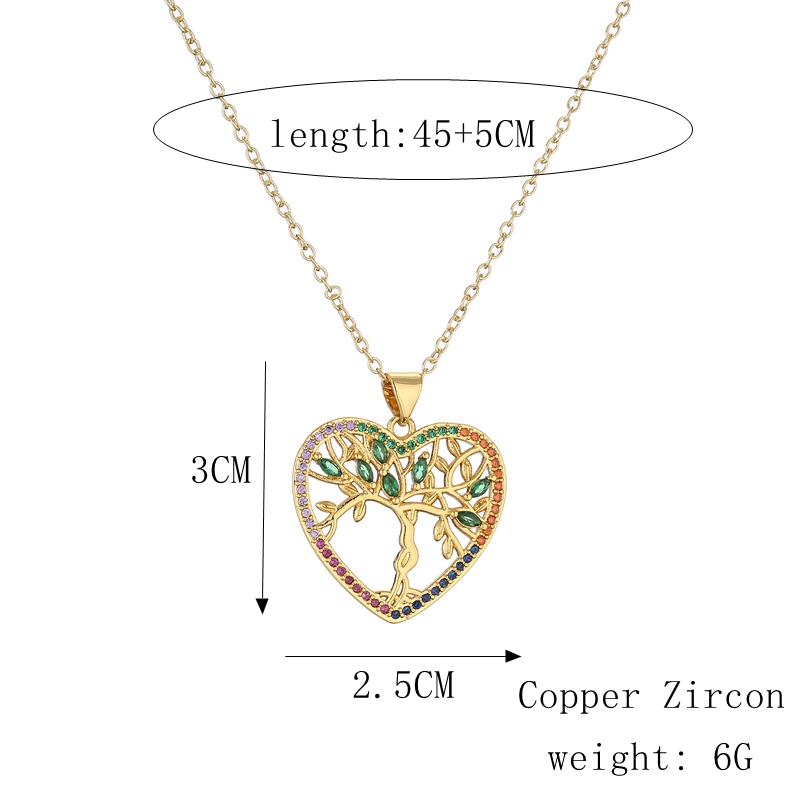 Fashion Heart Shape Copper Enamel Inlay Zircon Pendant Necklace 1 Piece