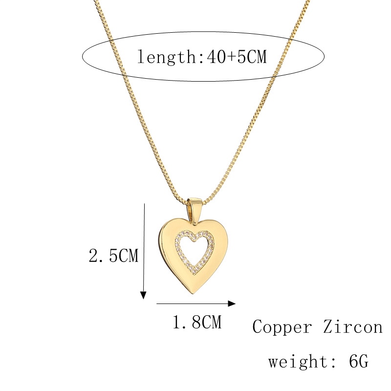 Fashion Heart Shape Copper Enamel Inlay Zircon Pendant Necklace 1 Piece