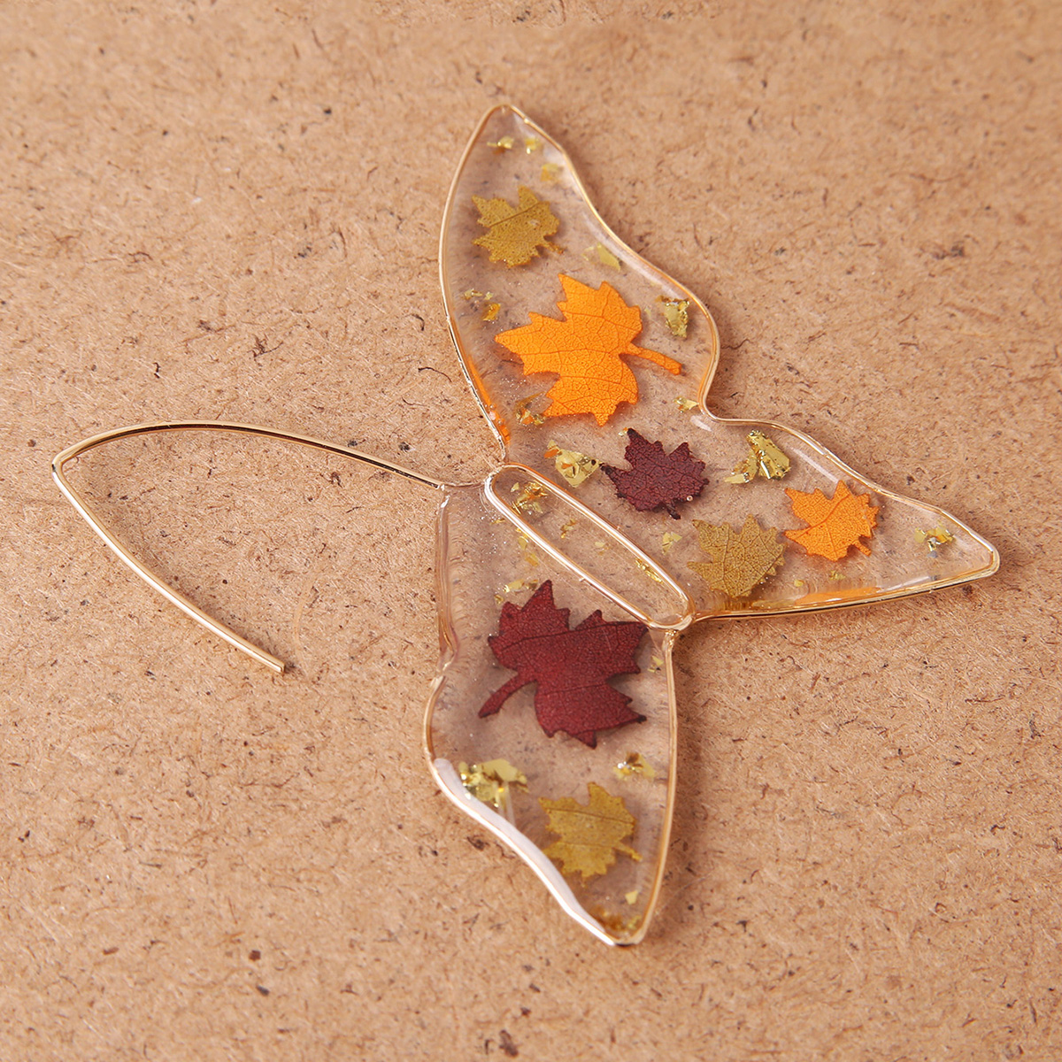 1 Pair Sweet Maple Leaf Butterfly Alloy Resin Transparent Hollow Out Womenu0027S Ear hook