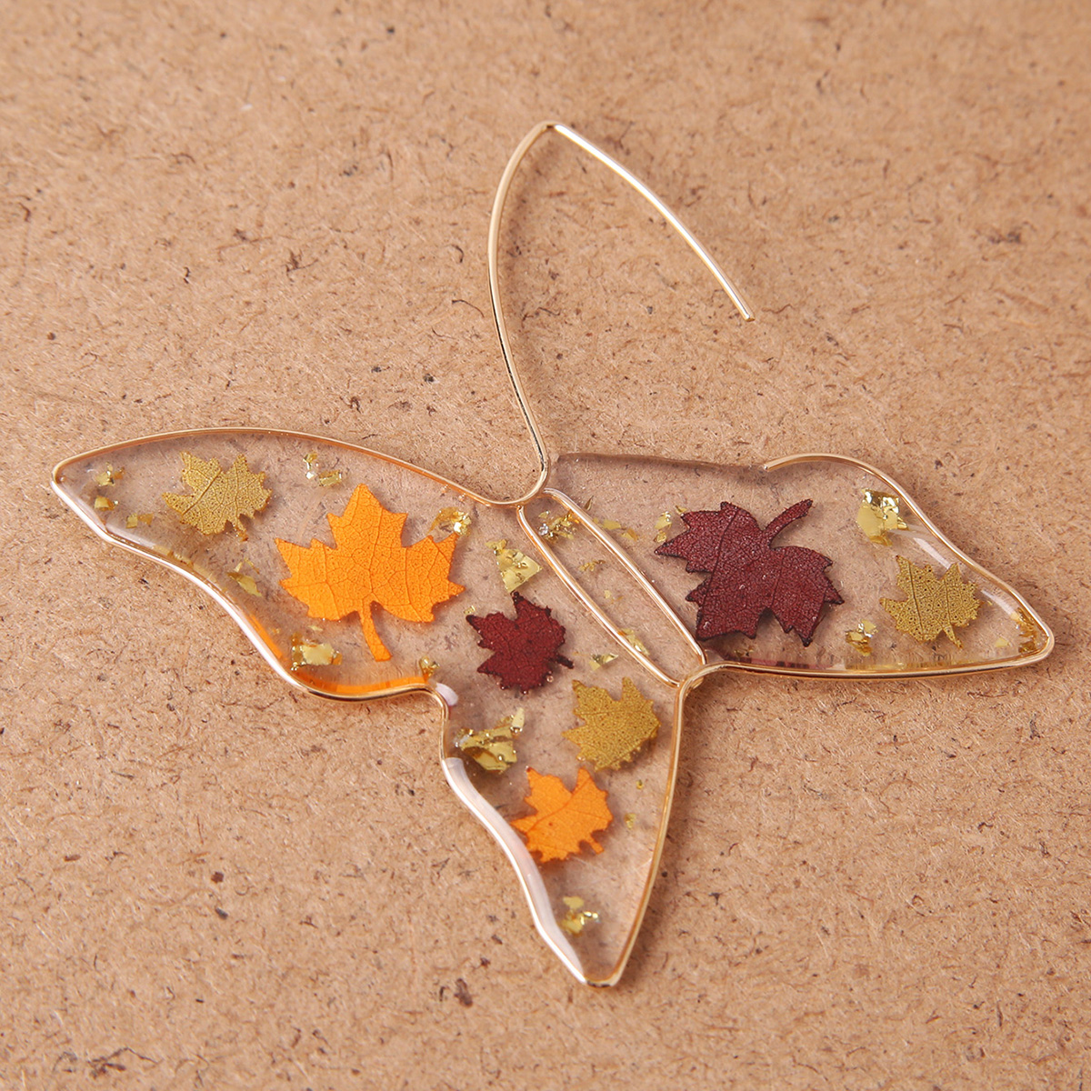 1 Pair Sweet Maple Leaf Butterfly Alloy Resin Transparent Hollow Out Womenu0027S Ear hook