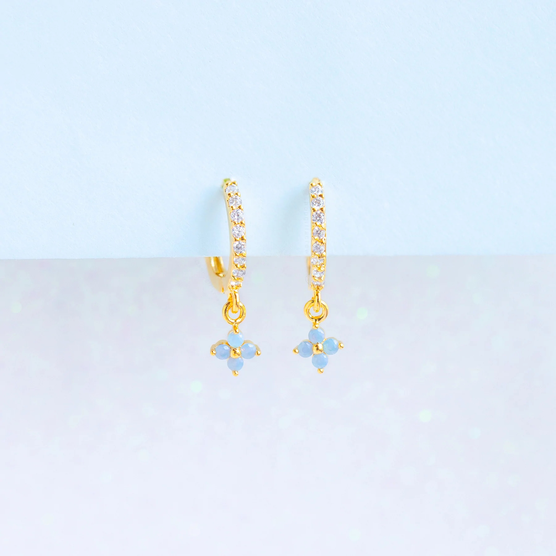 Fashion Flower Copper Inlay Zircon Dangling Earrings 1 Pair
