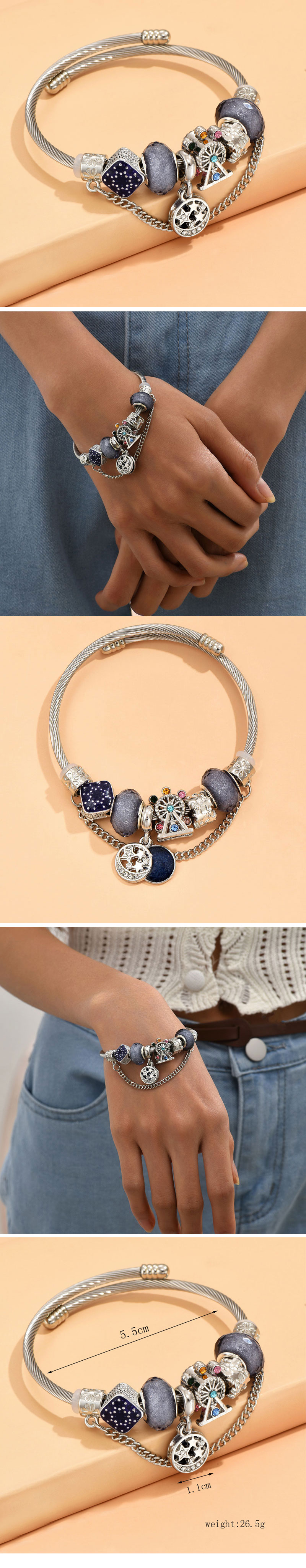 1 Piece Fashion Starry Sky Alloy Inlay Rhinestones Unisex Bangle